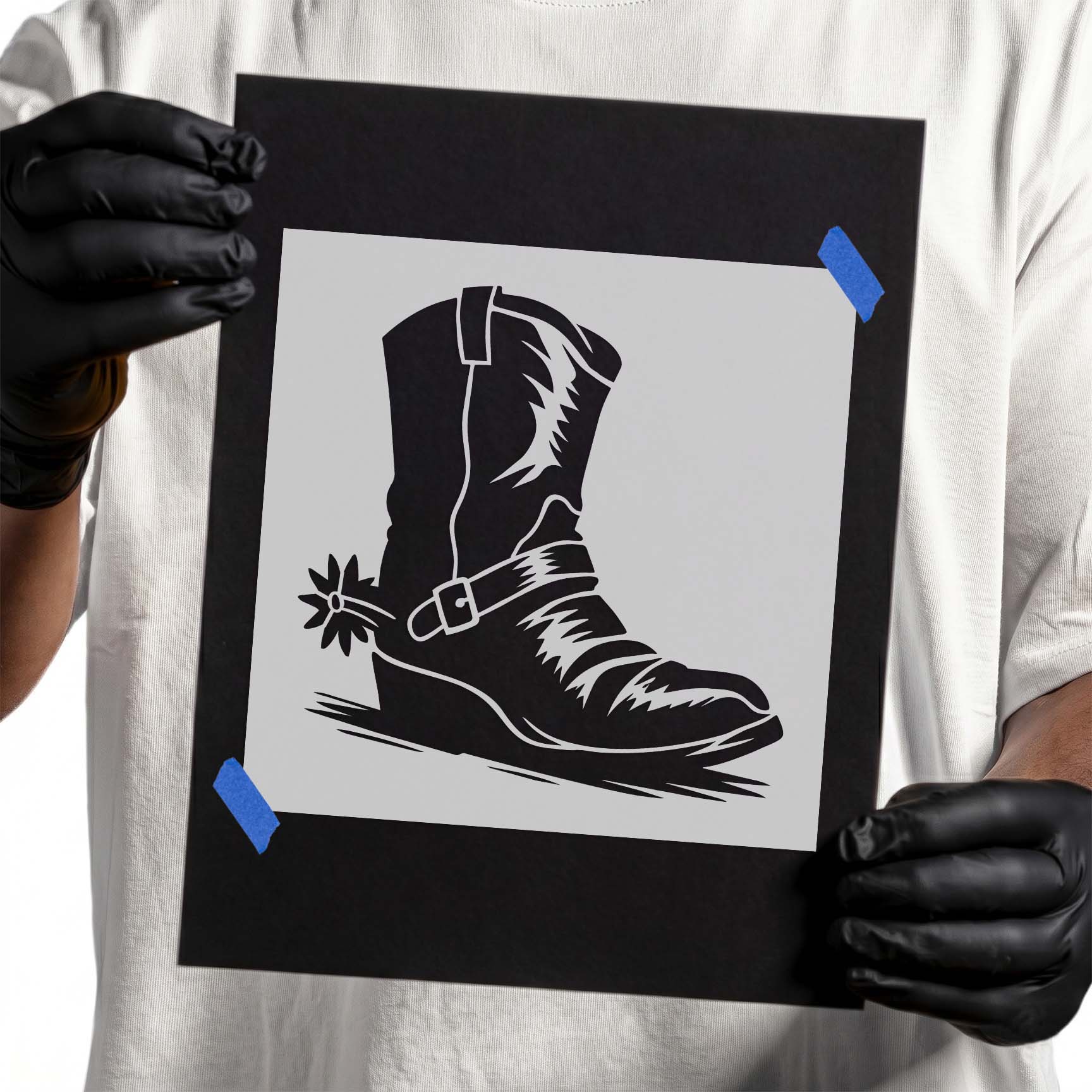 Add classic Western style to your next project with this reusable cowboy boot stencil. Perfect for rustic signs, ranch décor, country crafts, painting, and DIY projects.