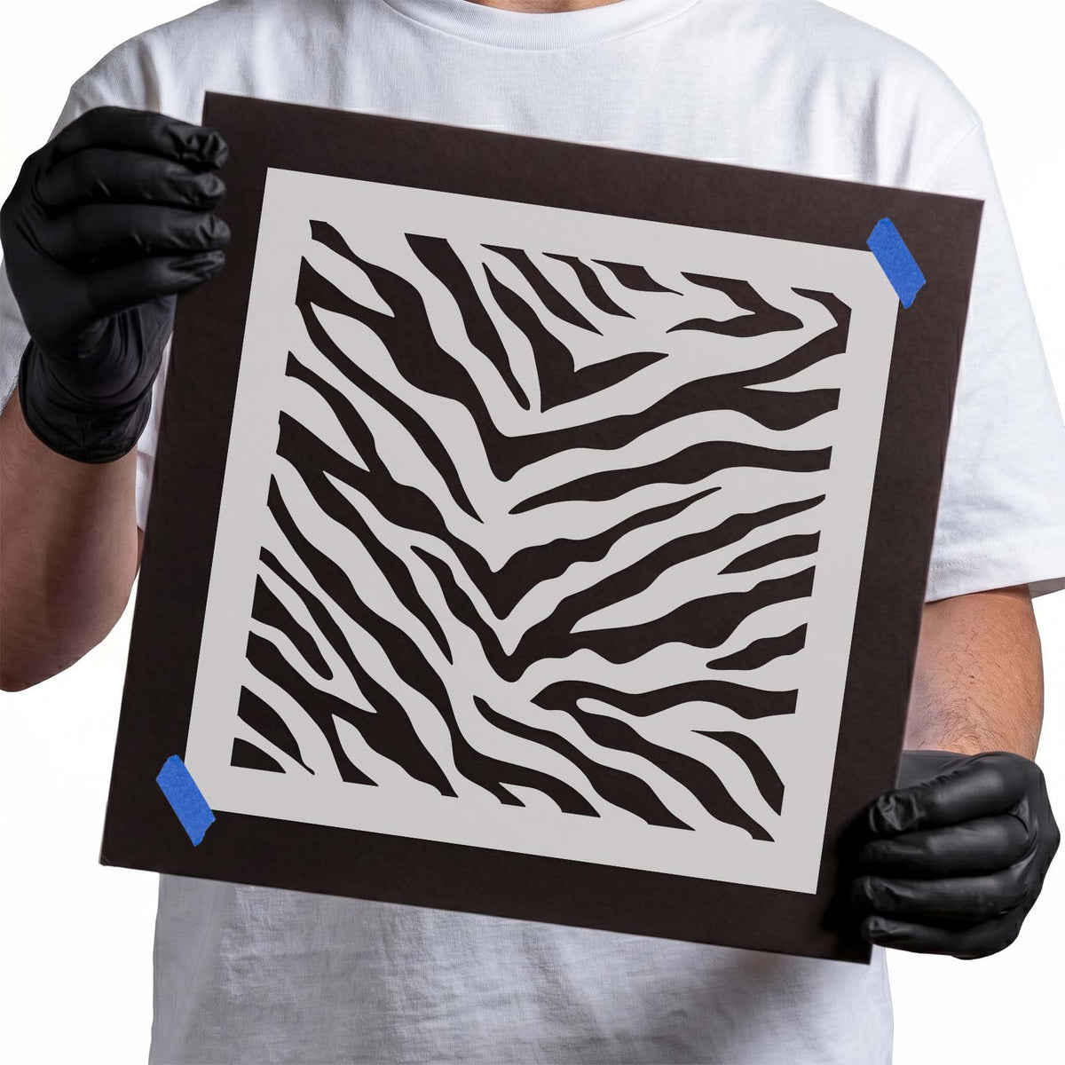Zebra Print Stencil featuring bold irregular flowing animal stripes