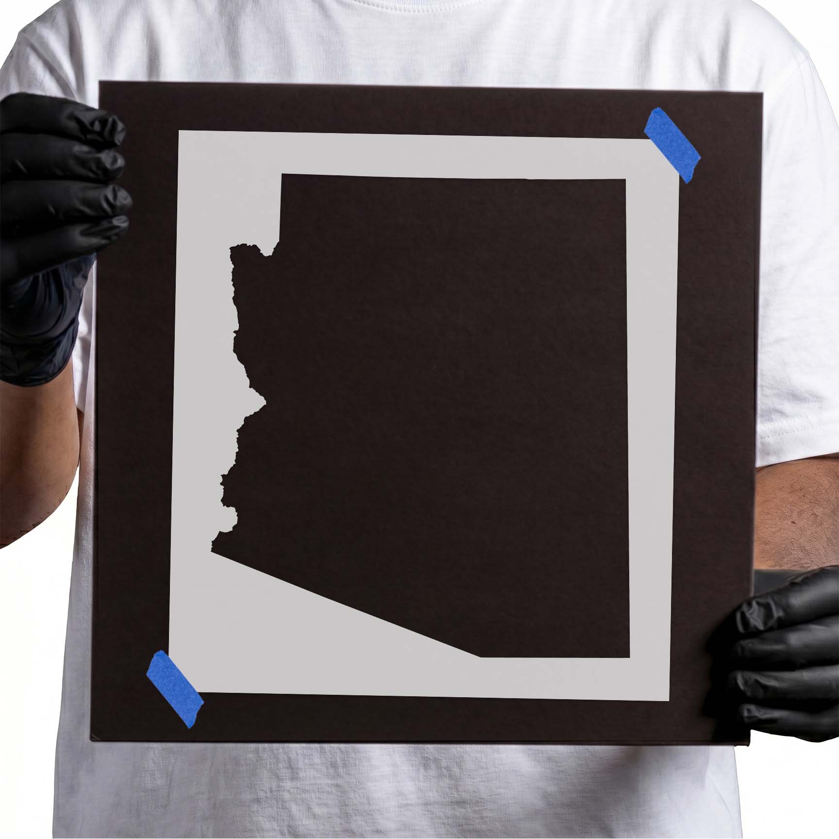 Solid Arizona map silhouette with distinctive western state border