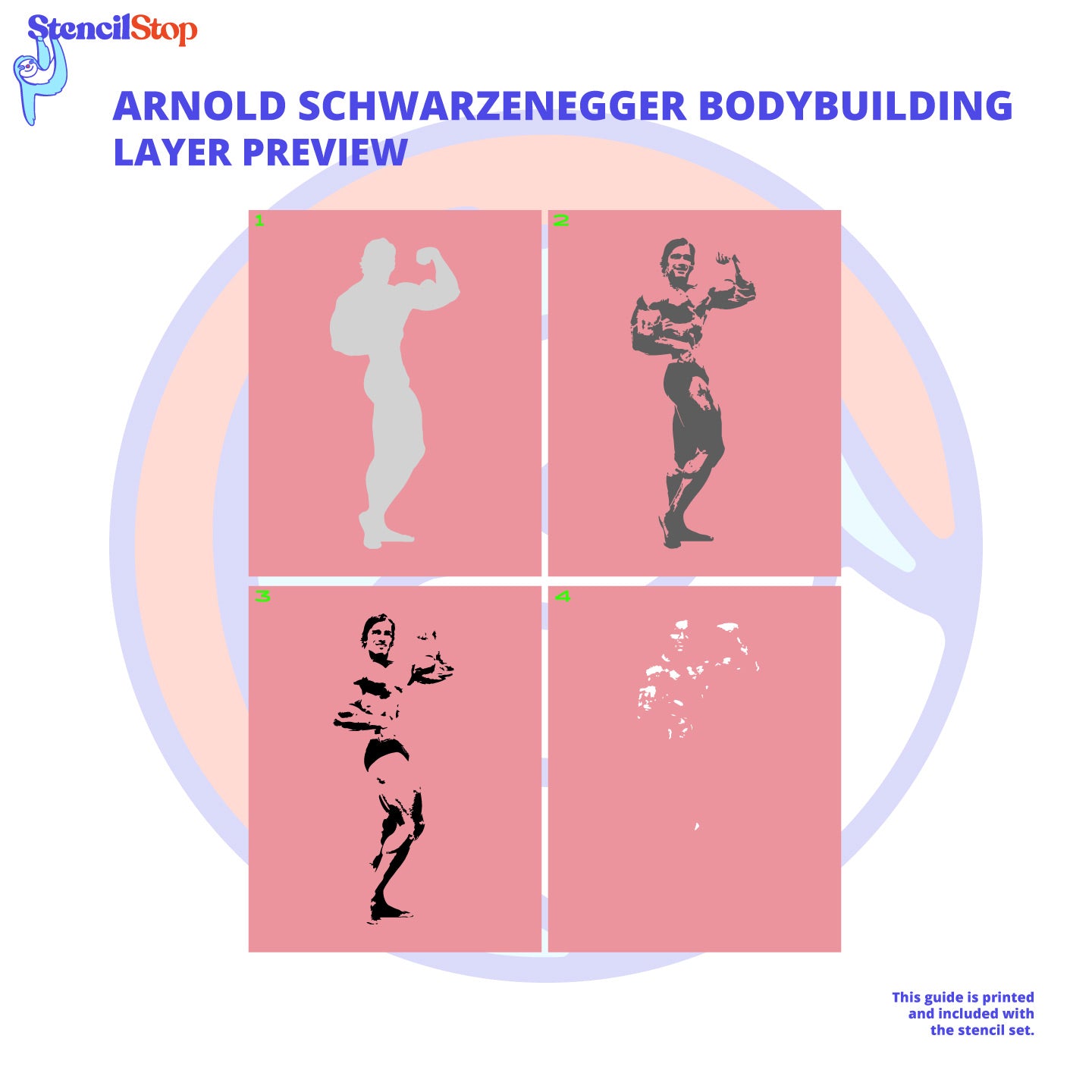 Arnold Schwarzenegger "Bodybuilding" Layered Stencil Preview 