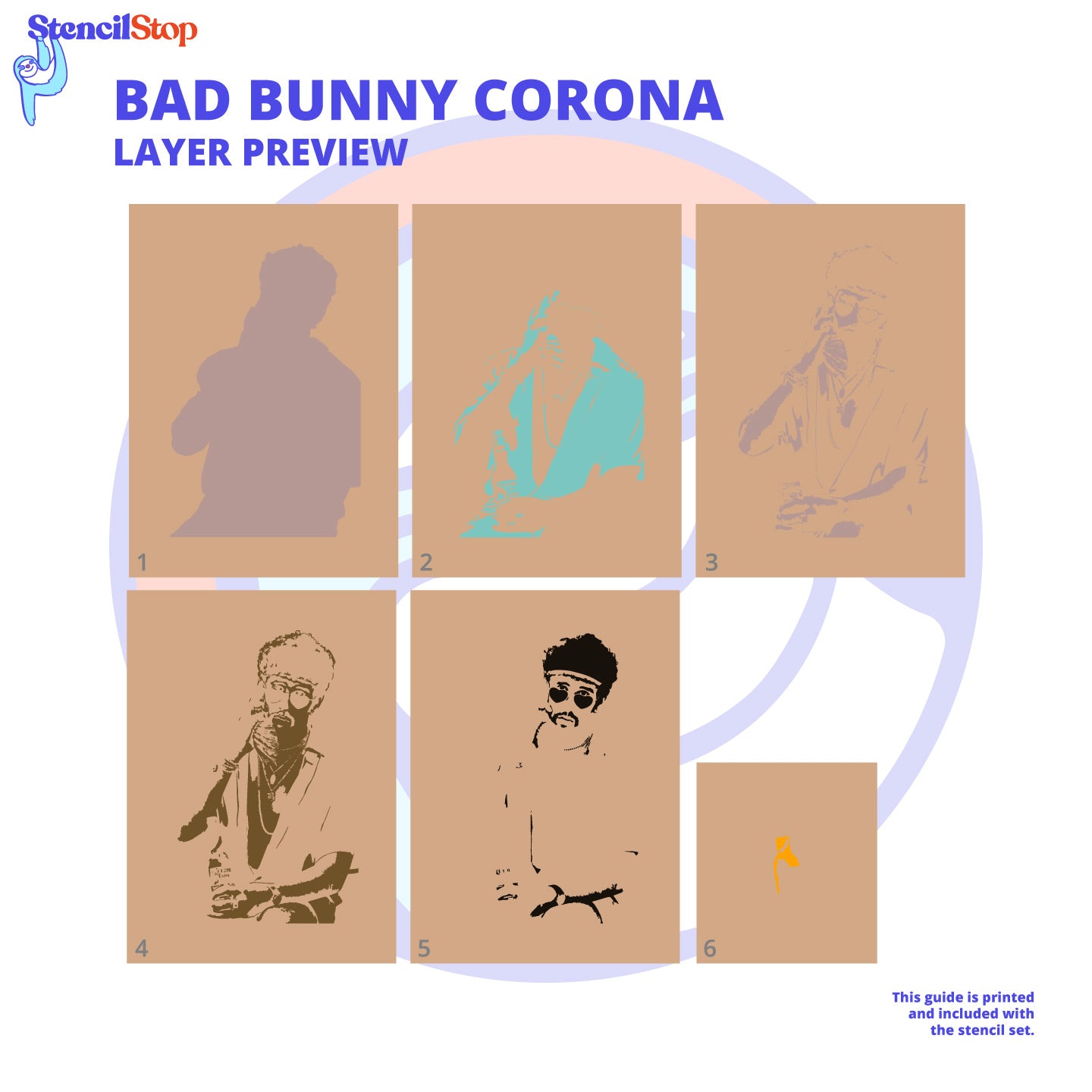 Bad Bunny Corona 6 Layer Stencil Set