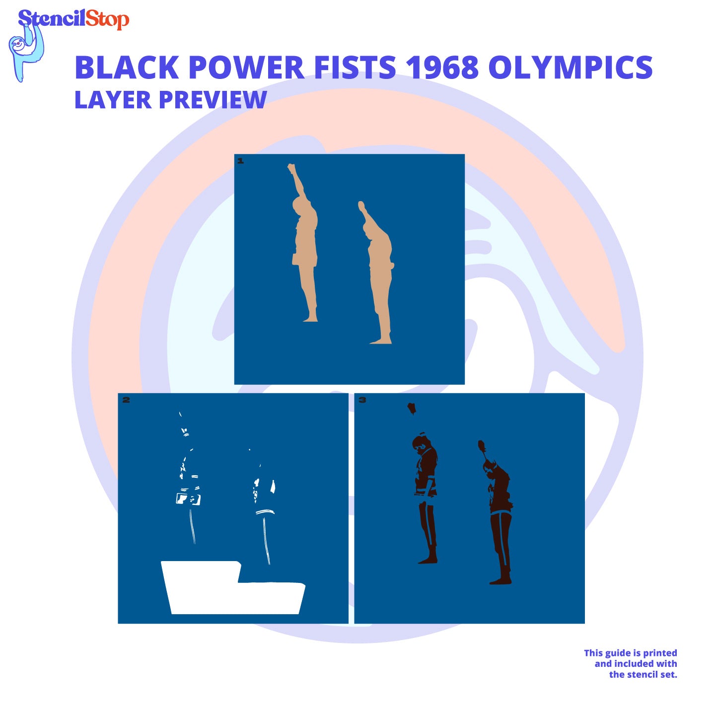 Black Power Fists 1968 Olympics 3 Layer Stencil Set