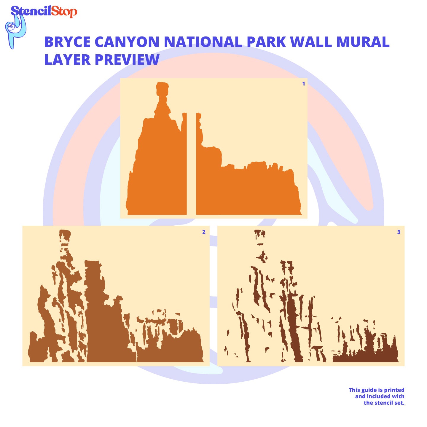 Conjunto de plantillas para mural de pared del Parque Nacional Bryce Canyon