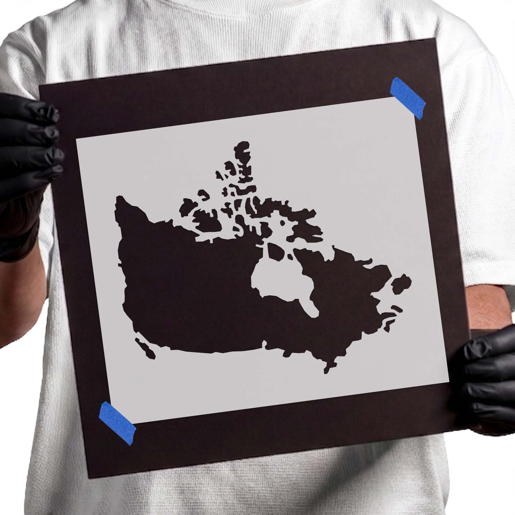 Canada map outline stencil with northern island silhouette