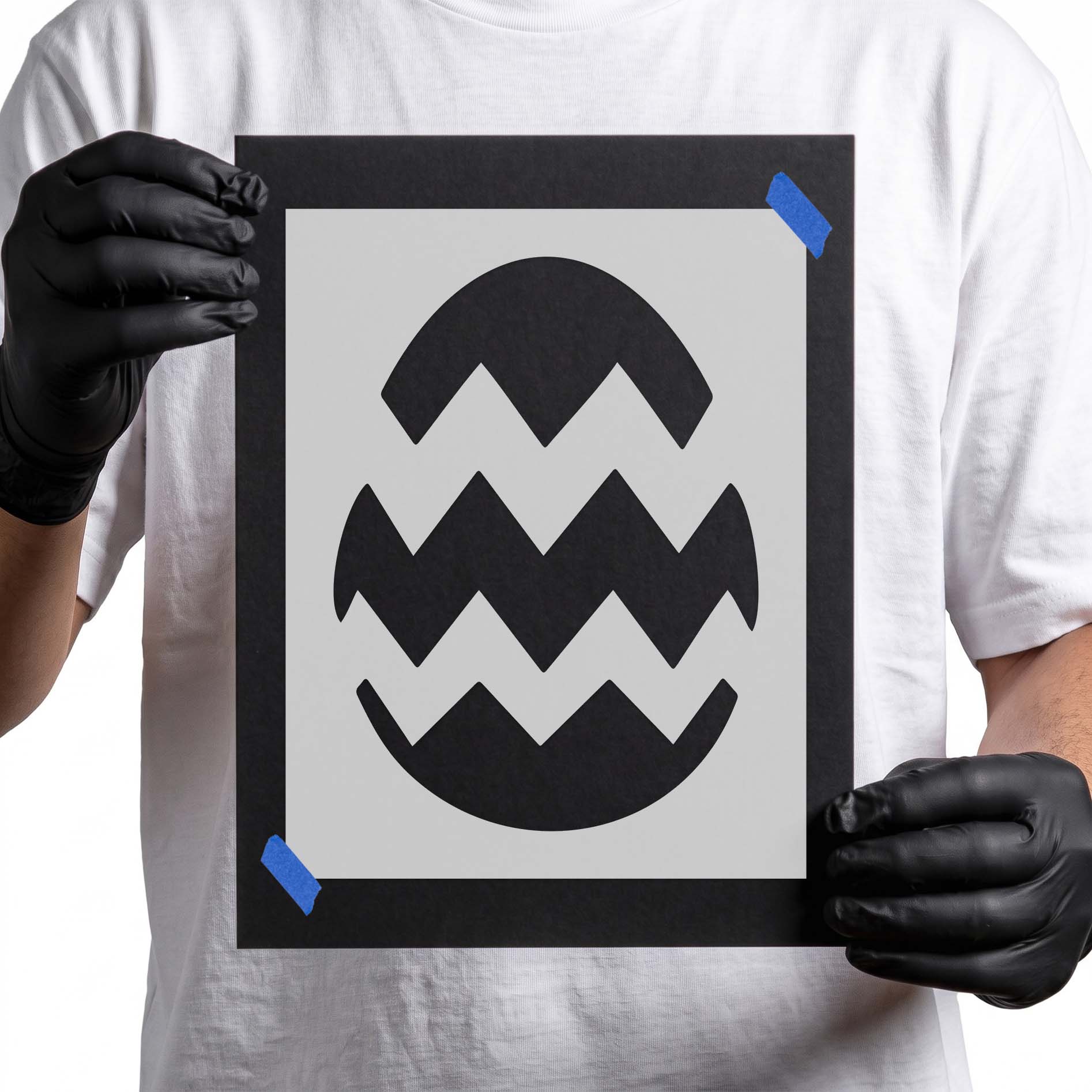 Easter egg stencil with bold chevron zigzag pattern
