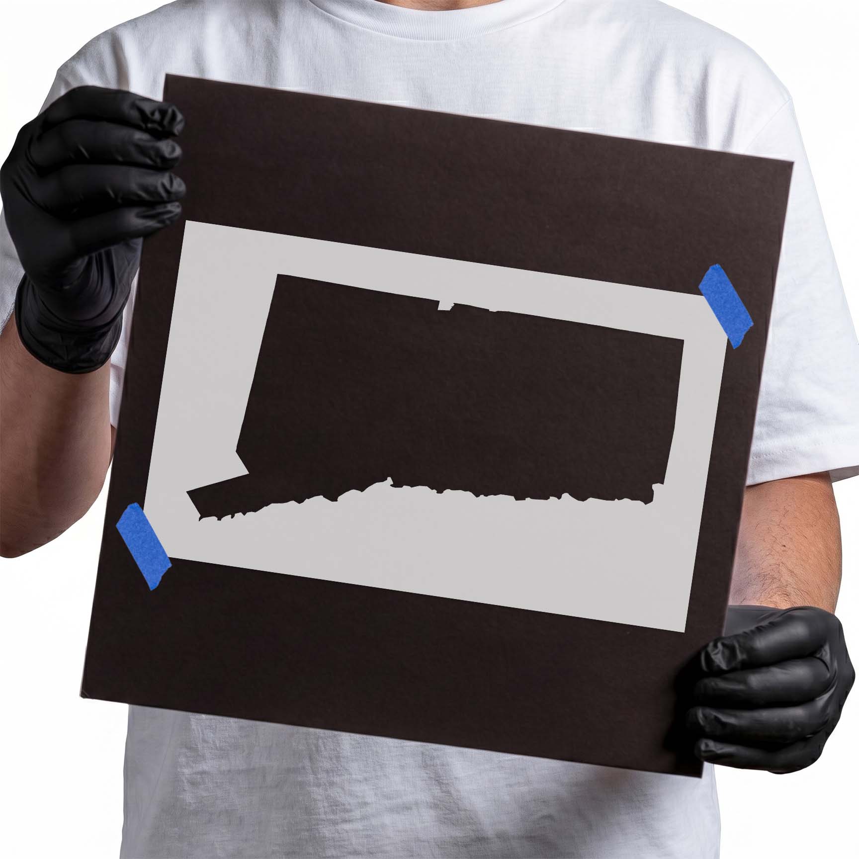 Connecticut state outline stencil with clean geographic silhouette