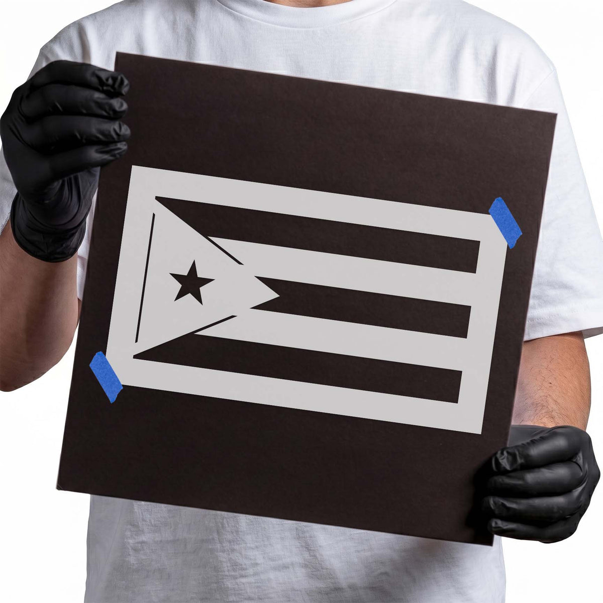 Cuban flag stencil featuring stripes triangle and single star
