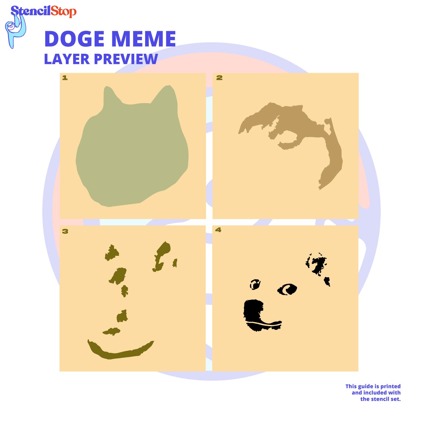 Doge Meme 4 Layer Stencil Set