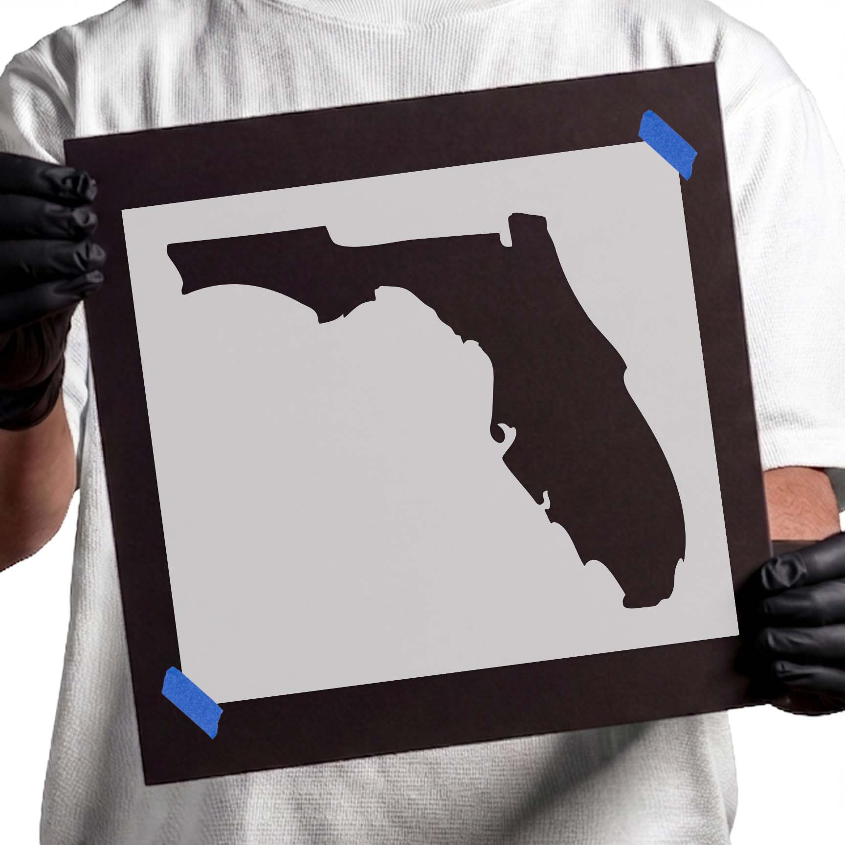 Florida map silhouette with distinctive peninsula and western panhandle