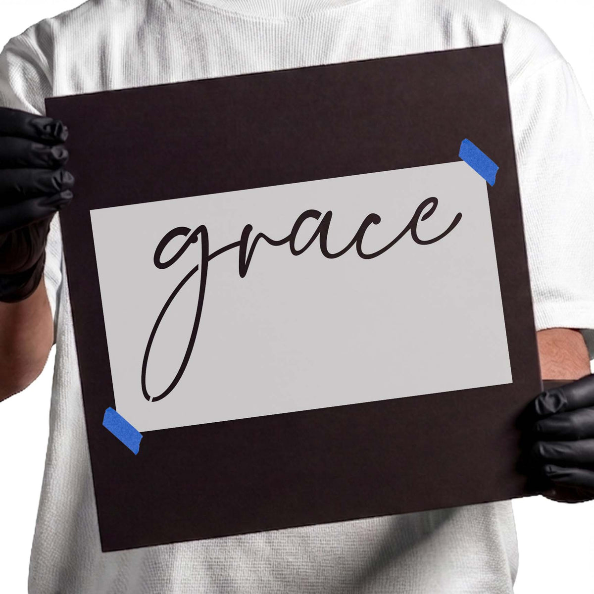 Grace stencil featuring flowing lowercase cursive lettering