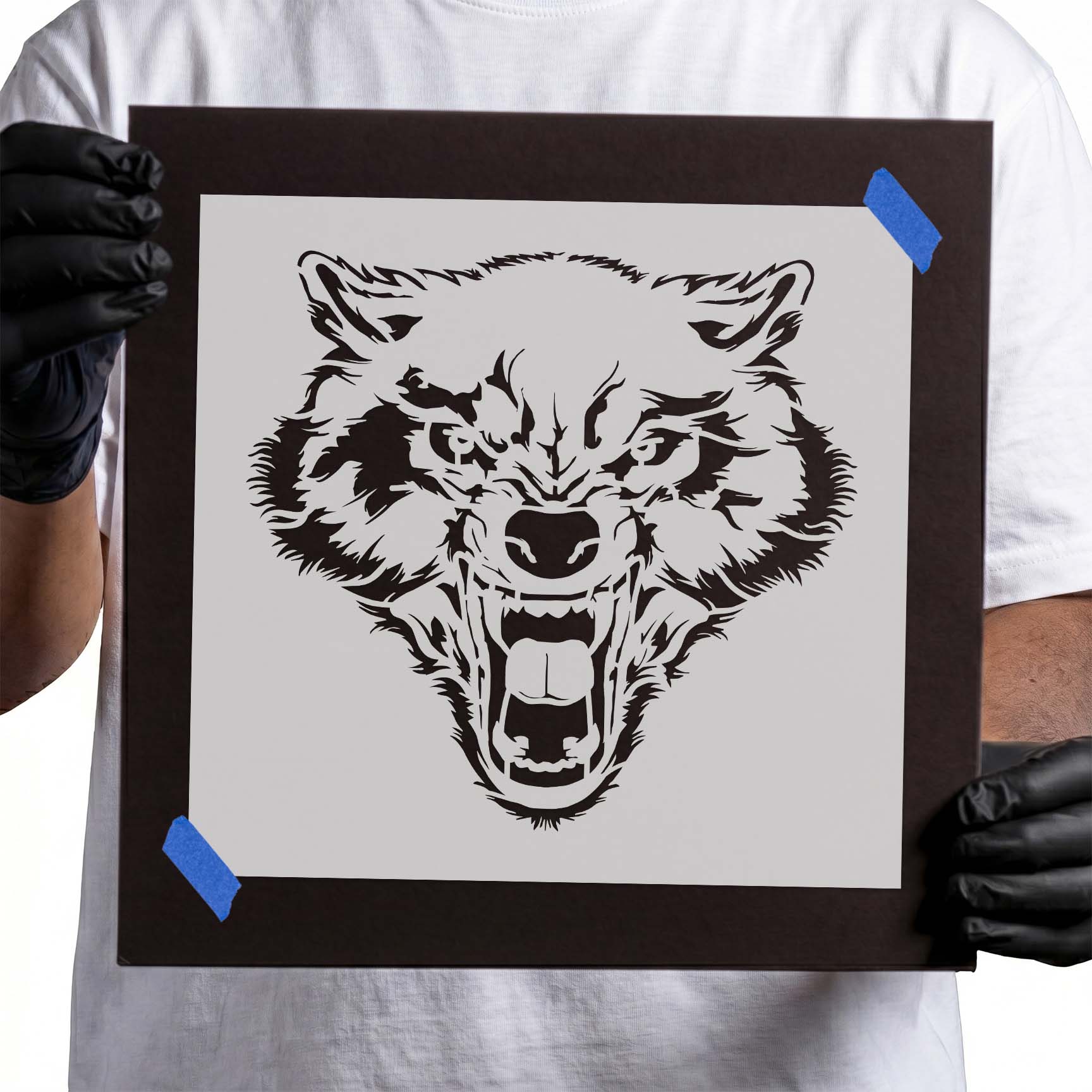 Growling Wolf Stencil