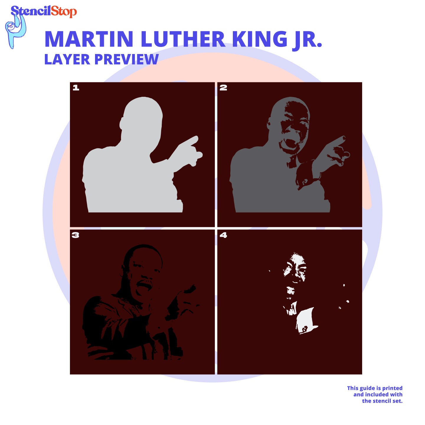 Martin Luther King Jr. Layered Stencil Preview