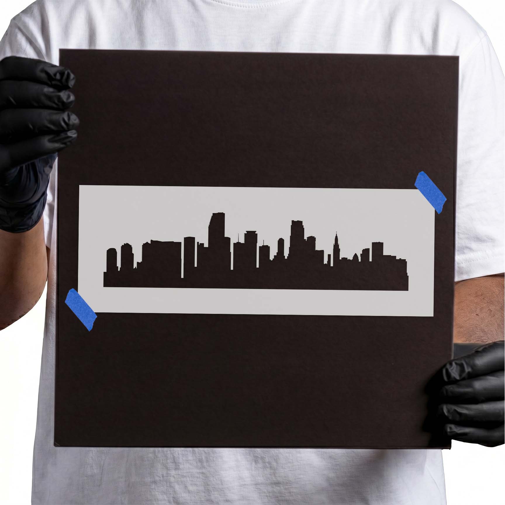 Miami city skyline silhouette stencil