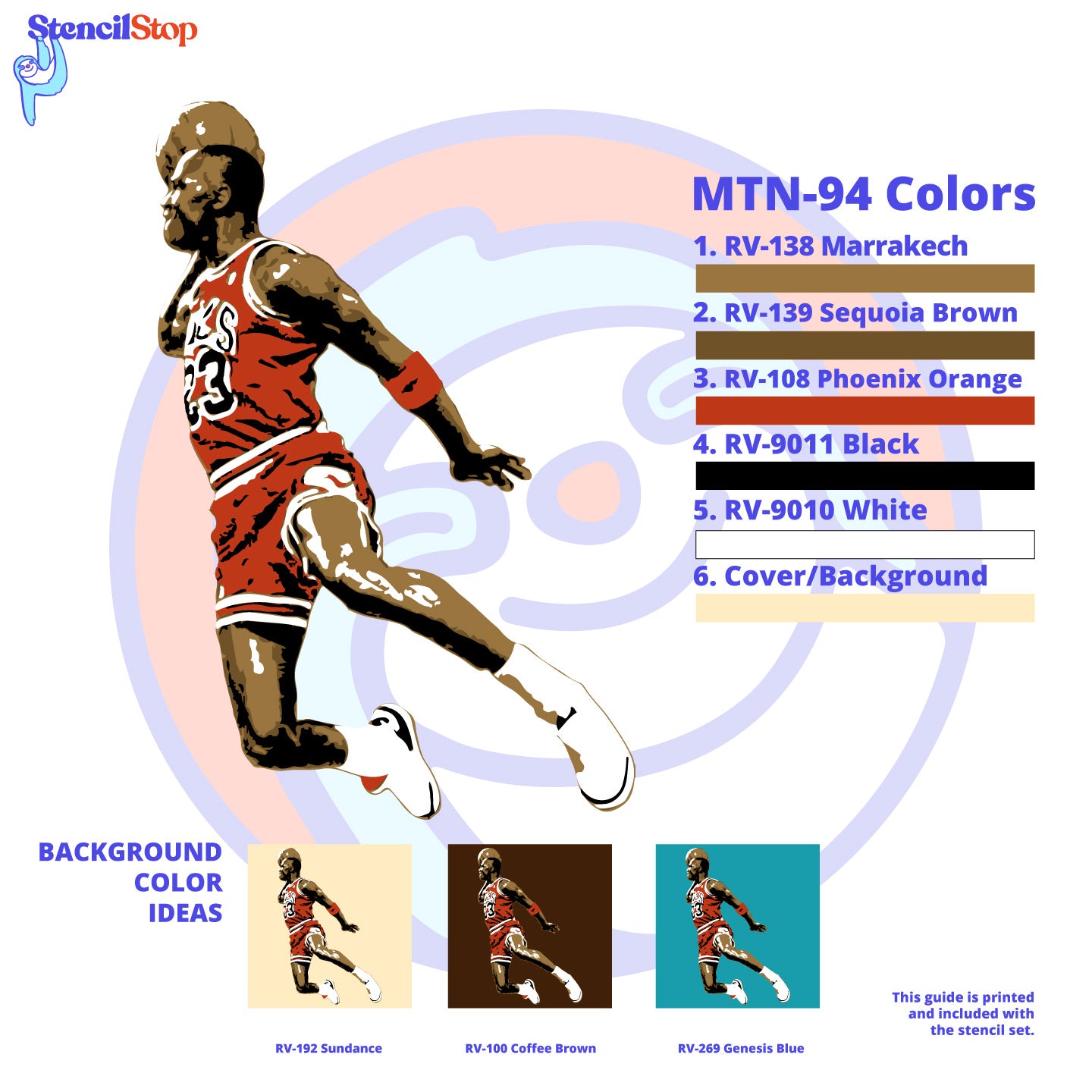 Michael Jordan "Dunk Contest" Layered Stencil Set Color Guide