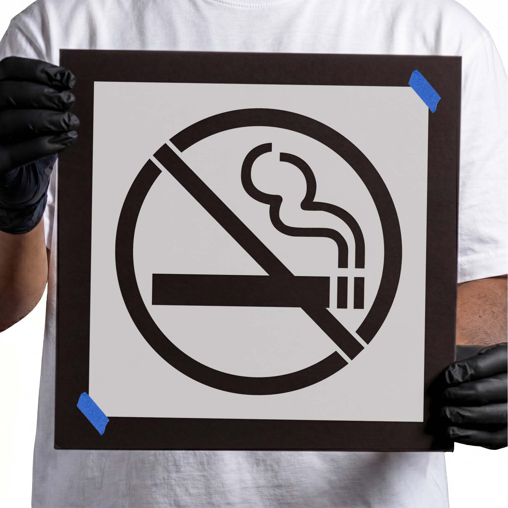 No smoking symbol with crossed-out cigarette stencil