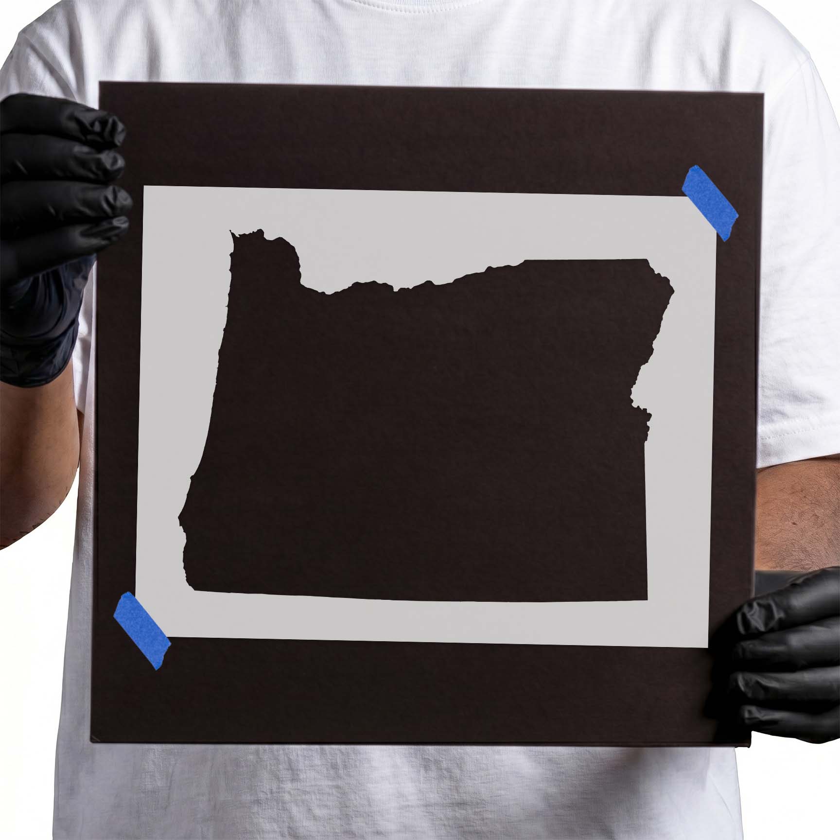 Oregon state outline stencil with bold geographic silhouette