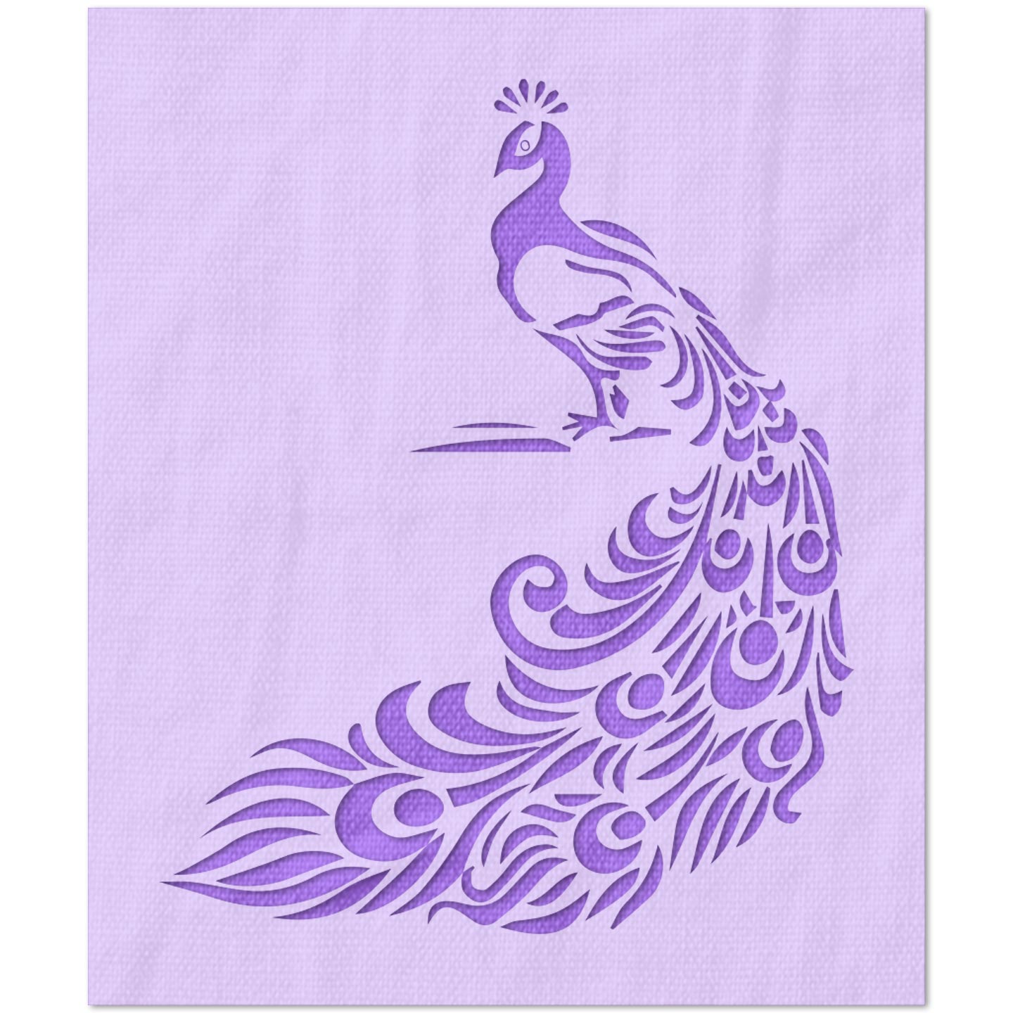 Peacock with Ornate Tail Feathers Stencil