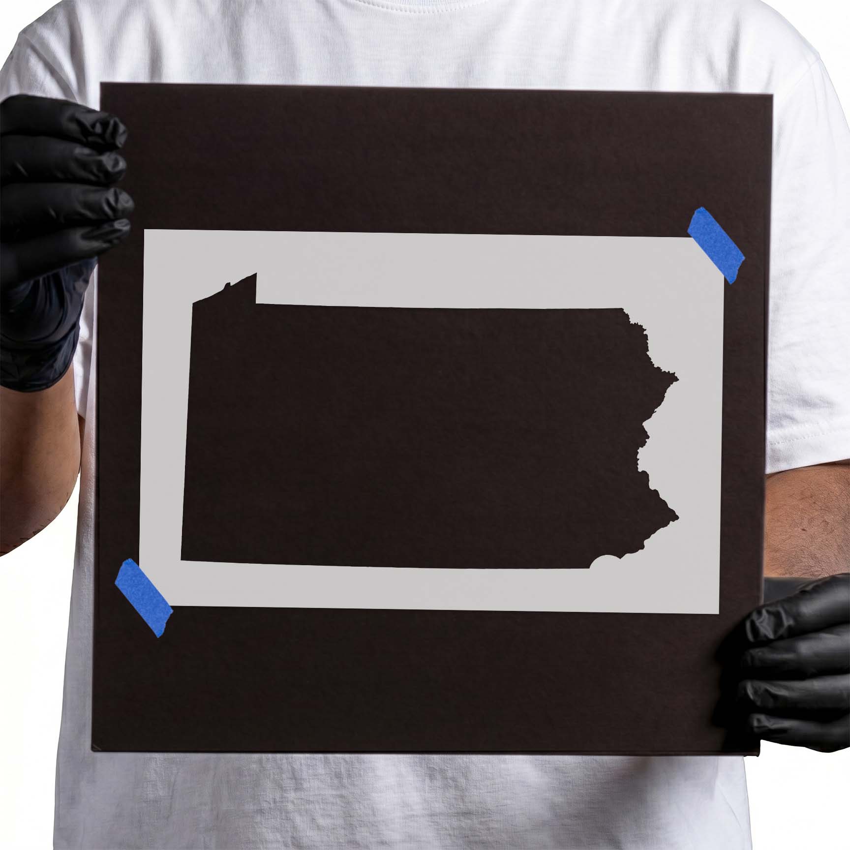 Pennsylvania state outline stencil featuring the recognizable Keystone State silhouette