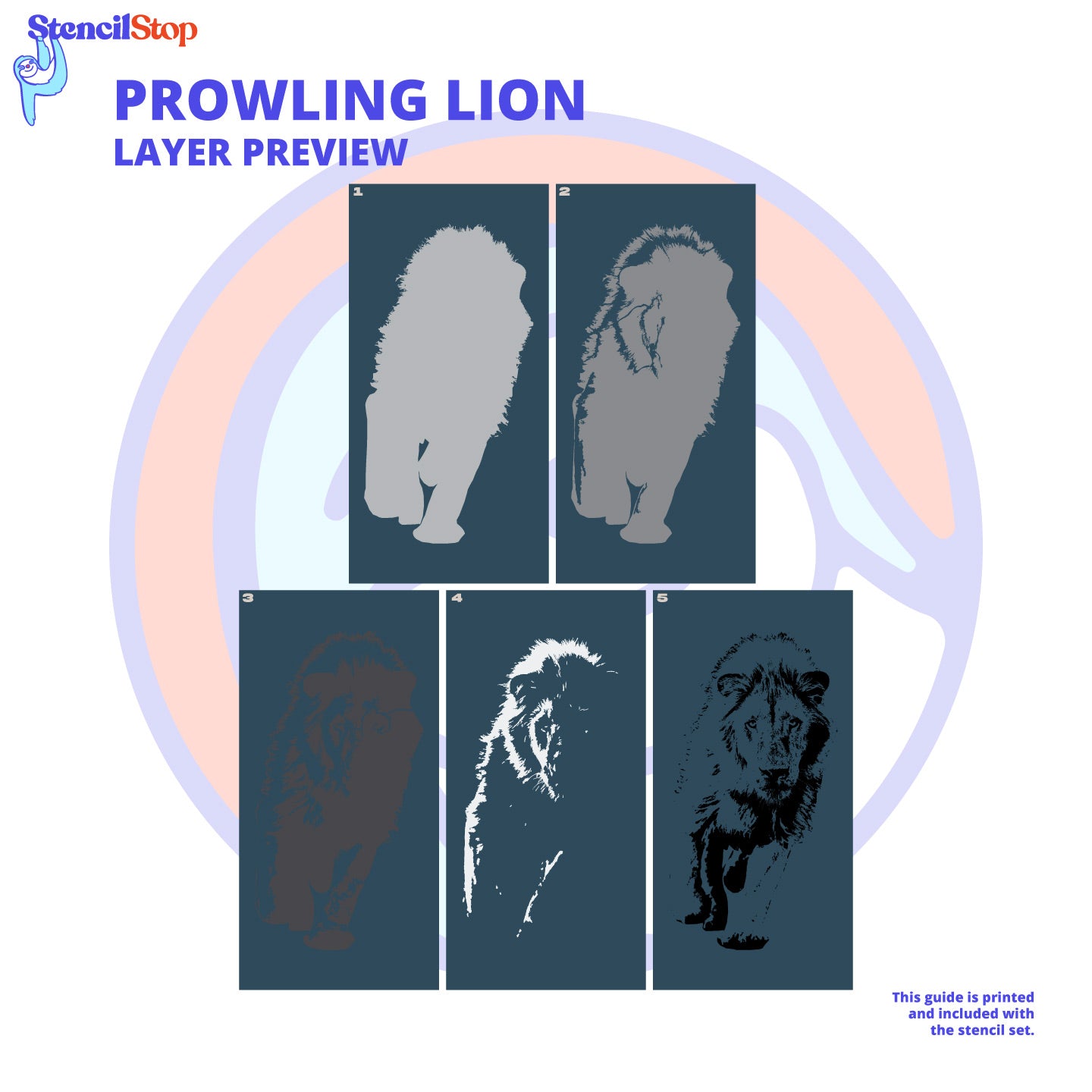 Prowling Lion Layered Stencil Preview