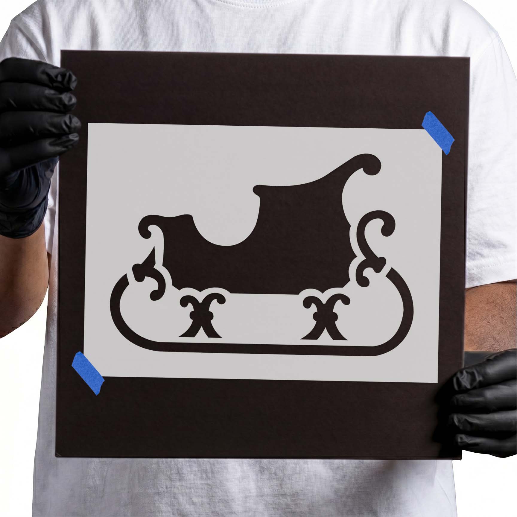 Classic Santa sleigh silhouette stencil