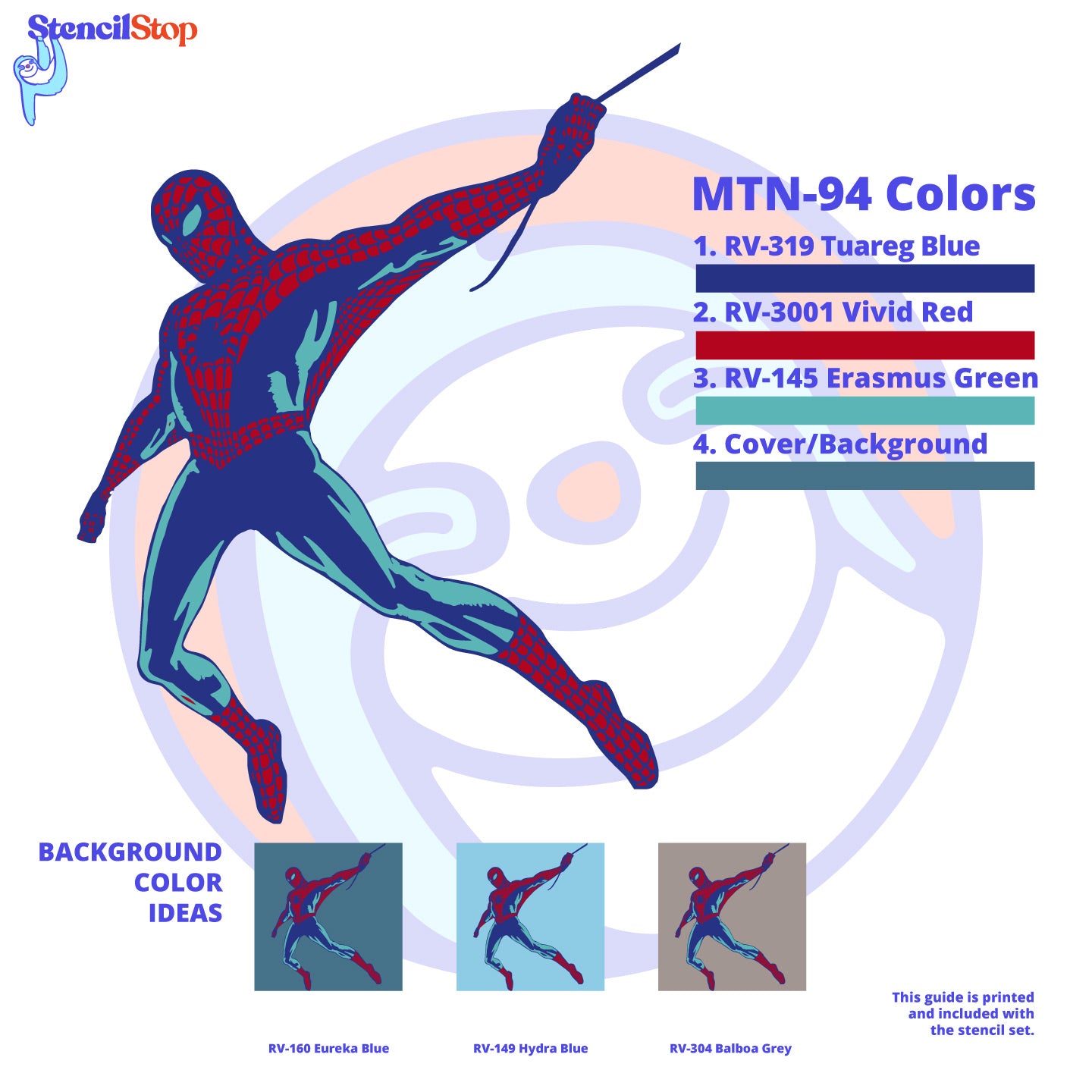 Spiderman Layered Stencil Set Color Guide