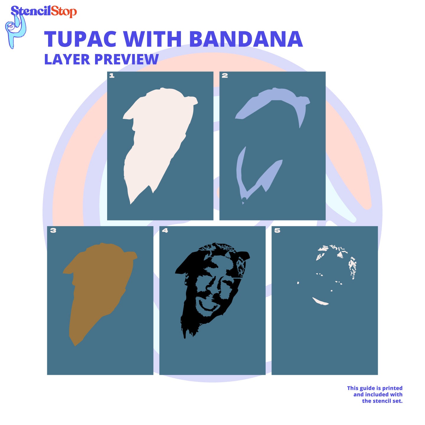 Tupac "With Bandana" Layered Stencil Preview