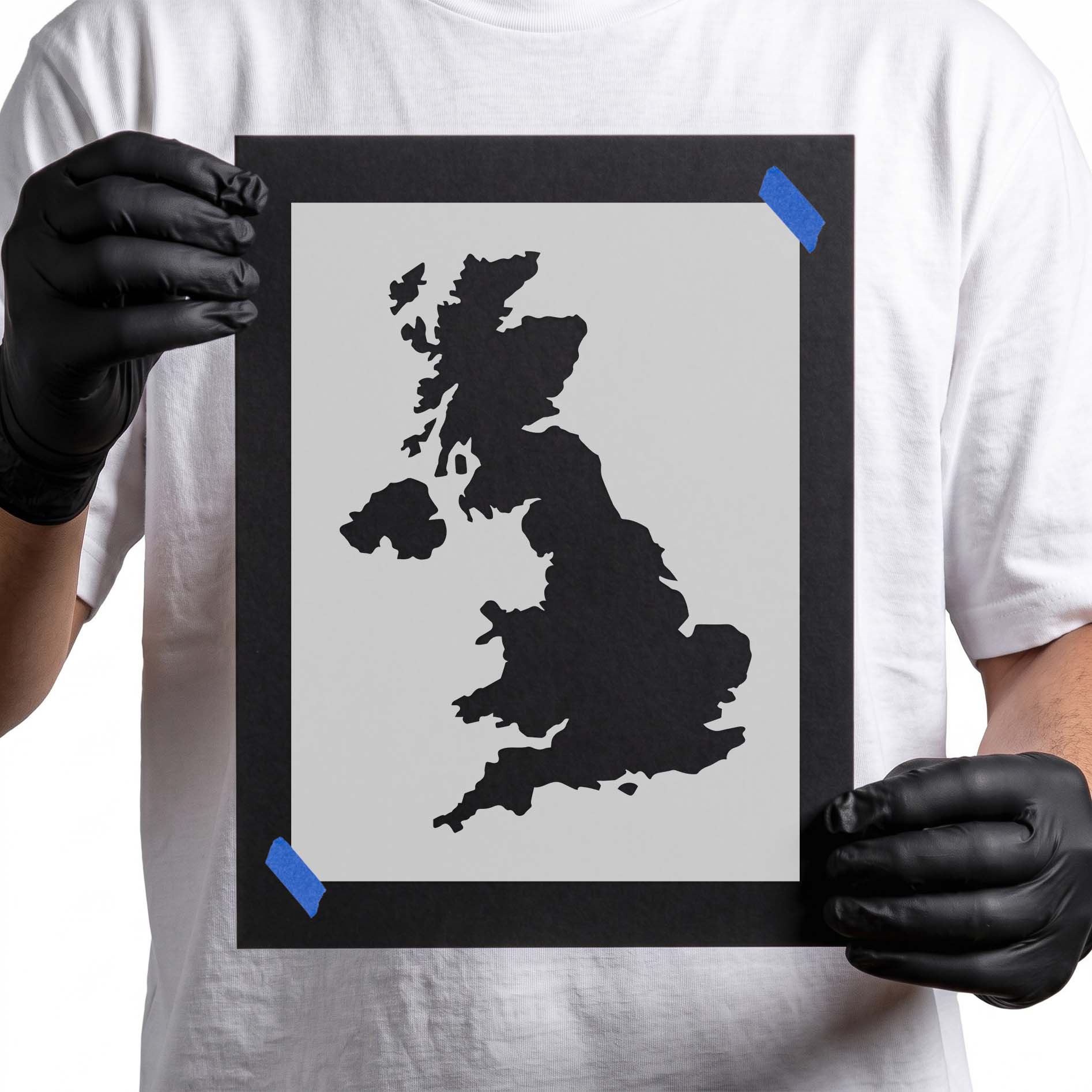 United Kingdom map outline stencil with Great Britain and Northern Ireland