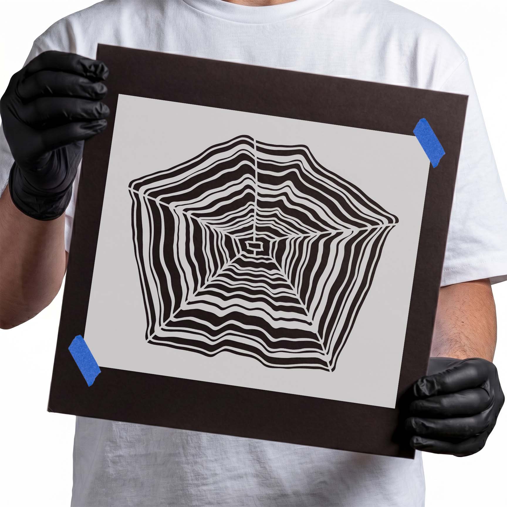 Natural wood growth ring pattern stencil design
