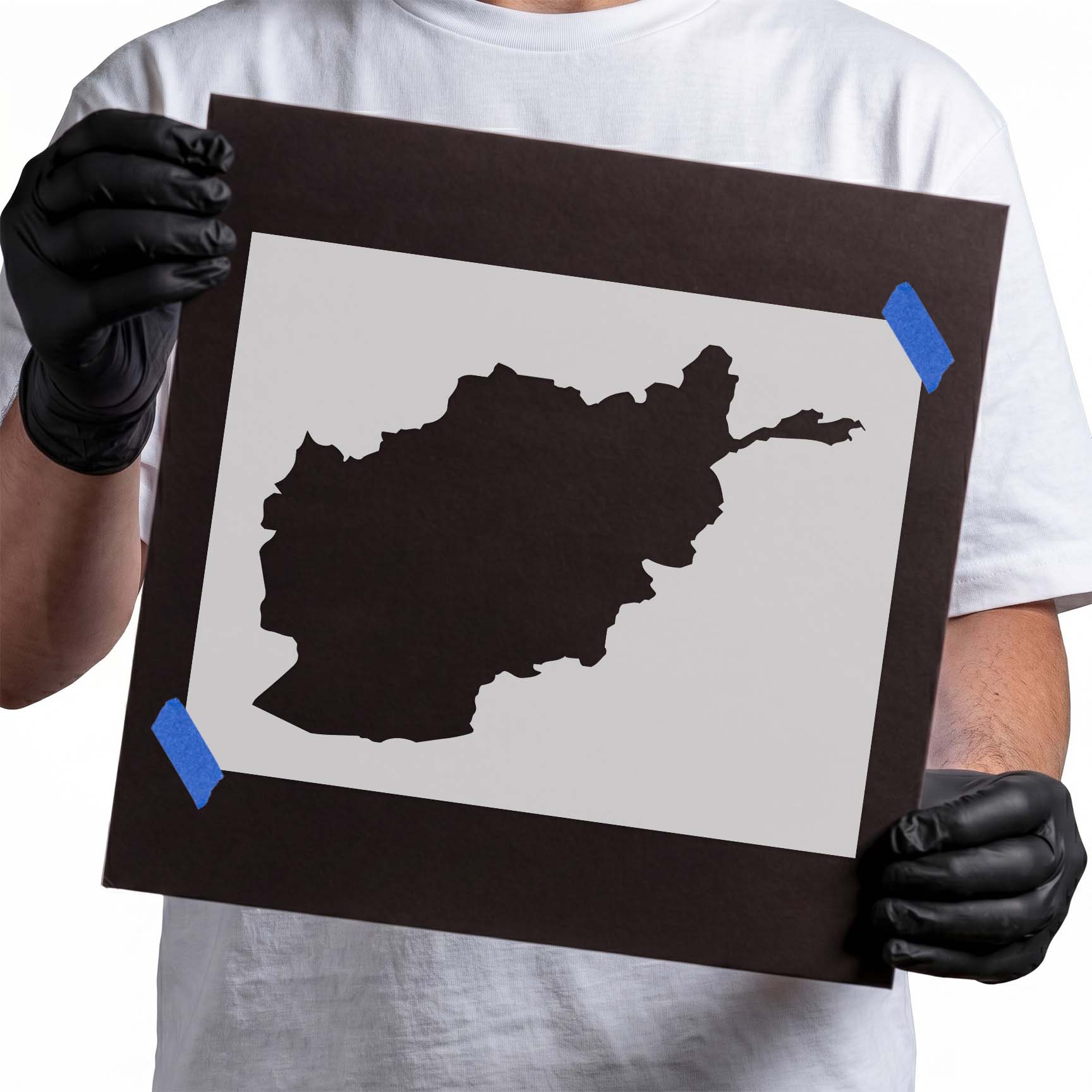 Afghanistan stencil featuring the distinctive country map outline