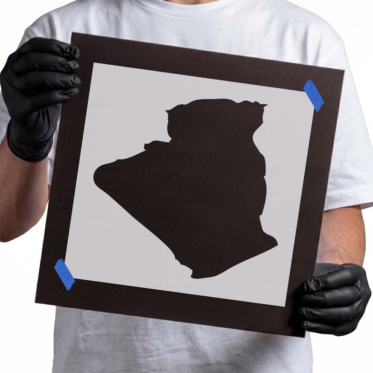 Algeria shape stencil with bold country silhouette outline