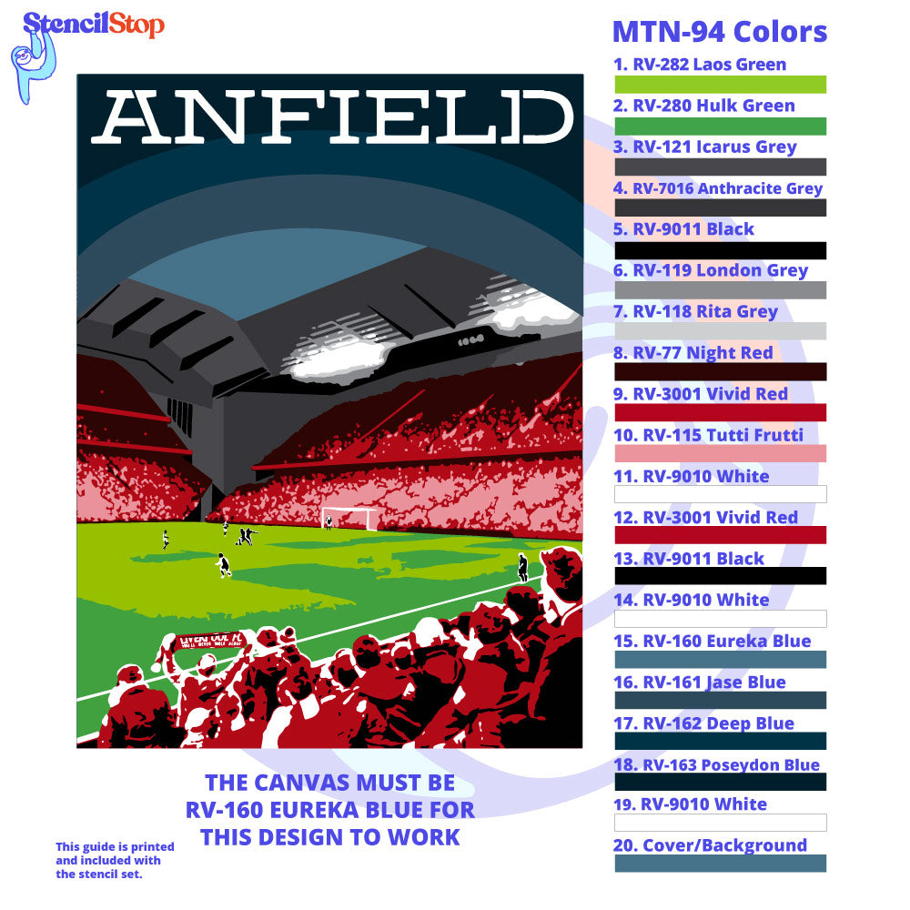 Anfield Road Layered Stencil Set Color Guide