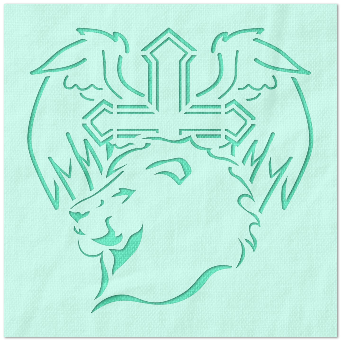 Angel Lion Cross Stencil
