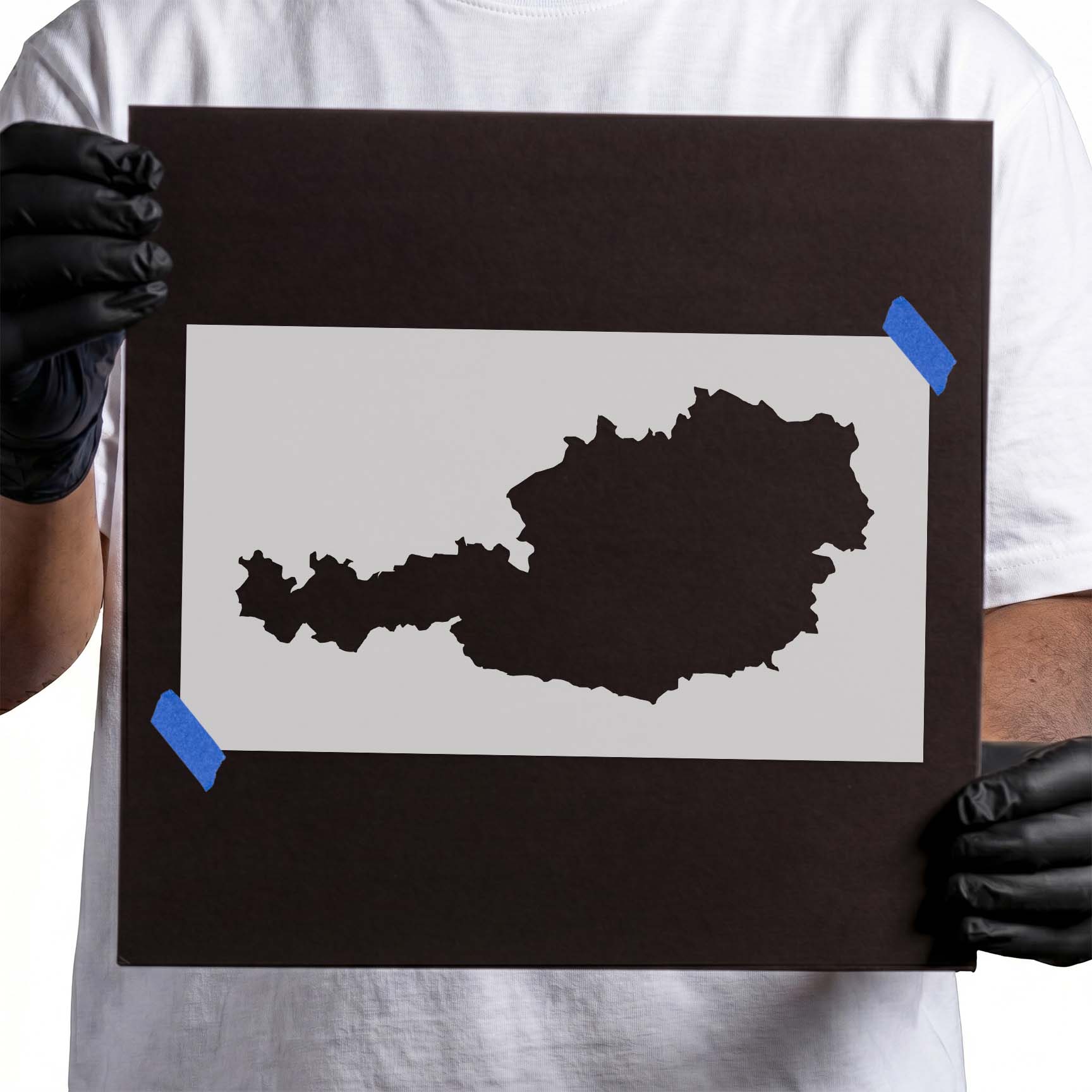 Austria stencil showing the recognizable European country outline