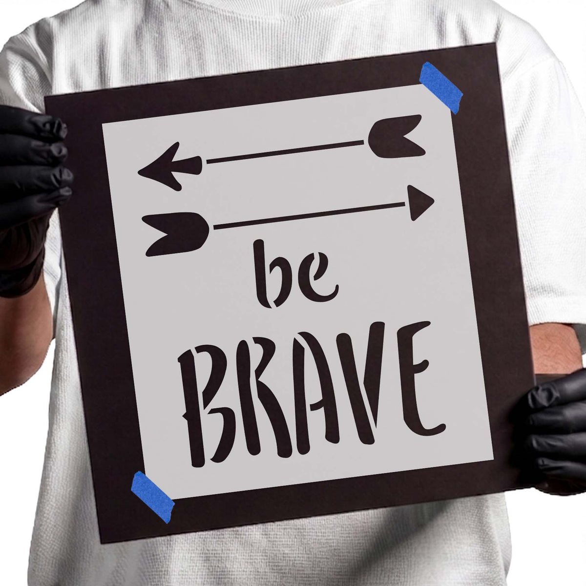 Be Brave Stencil featuring bold decorative lettering with two arrow accents