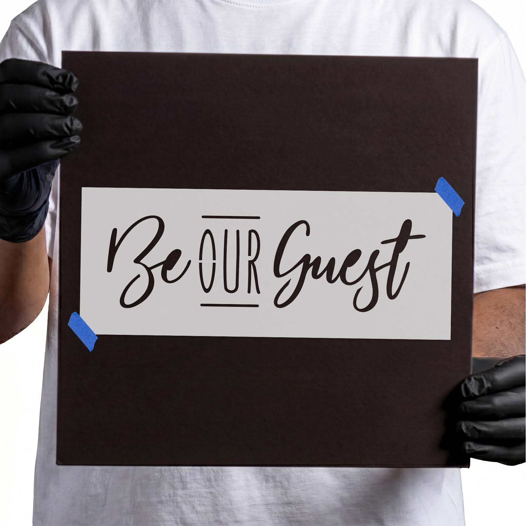 Be Our Guest decorative lettering stencil