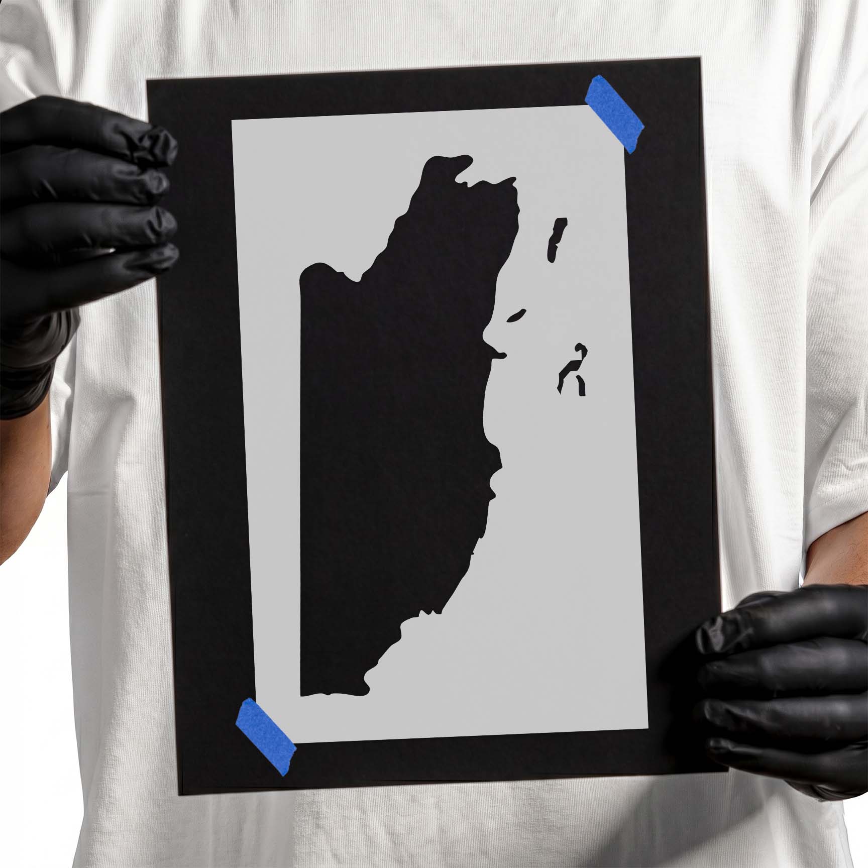 Belize map stencil with country outline and offshore island shapes