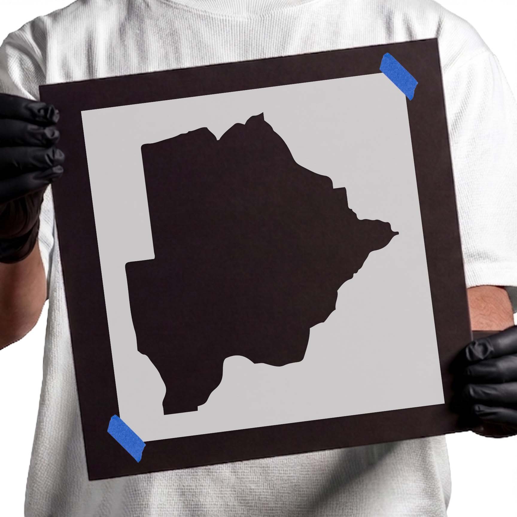 Botswana map stencil featuring the recognizable African country outline