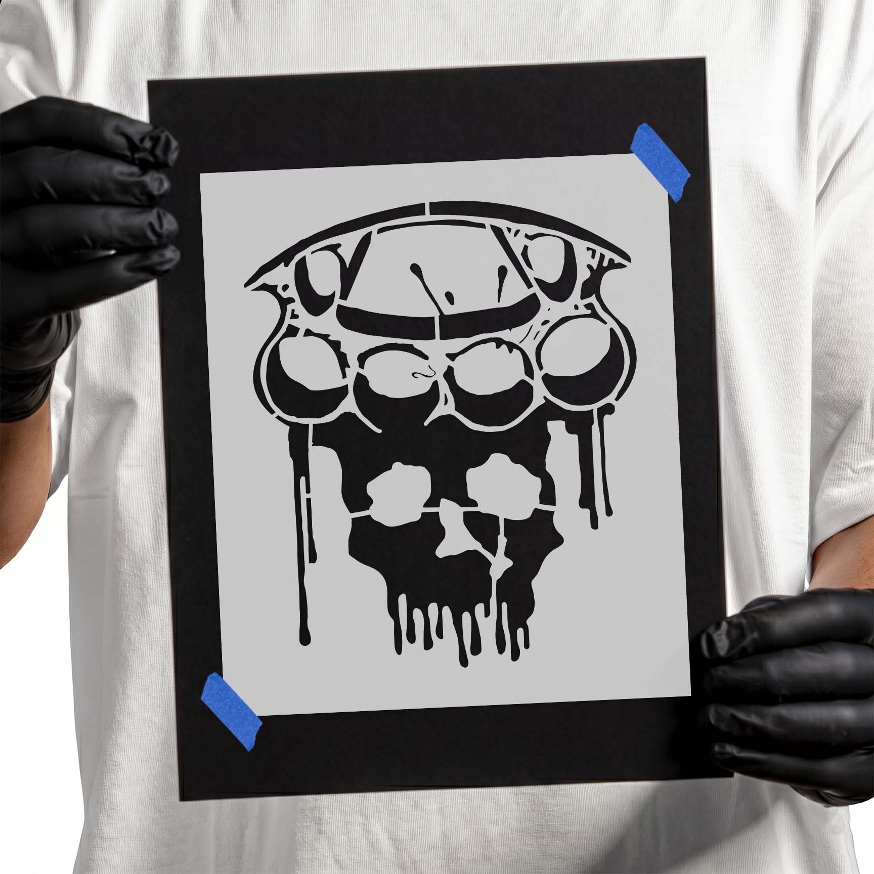 Brass Knuckles Skull Stencil