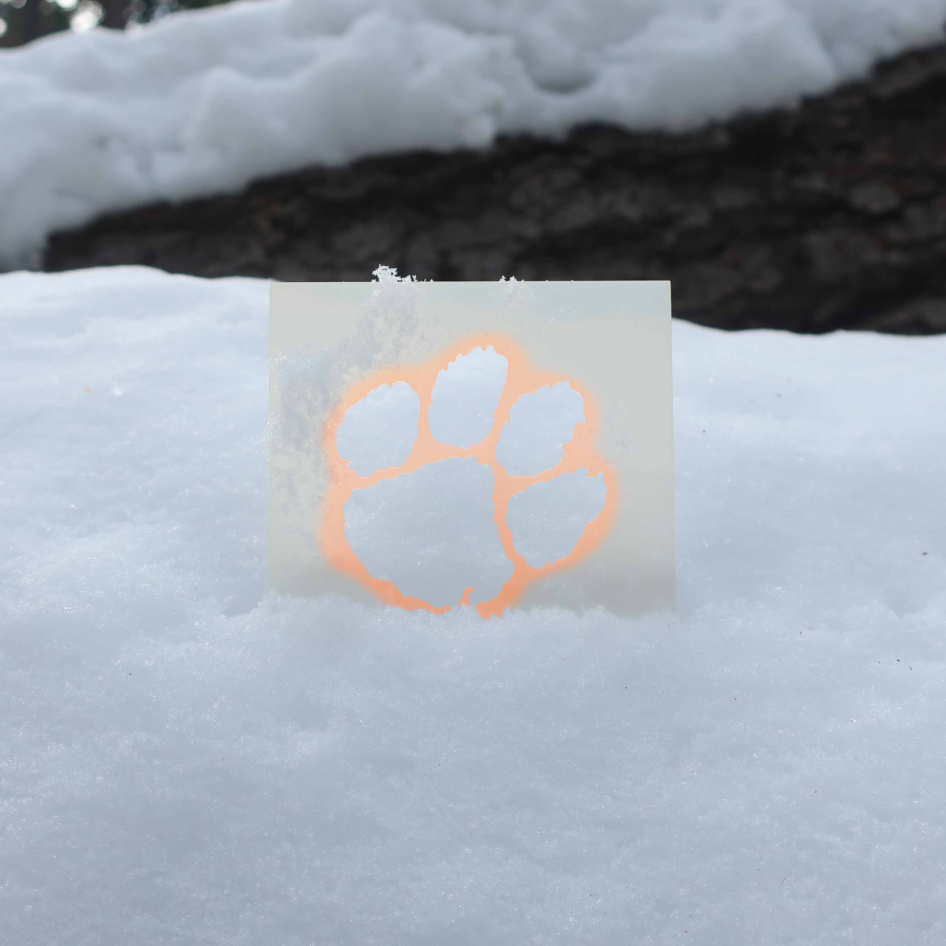 Clemson Stencil in Snow