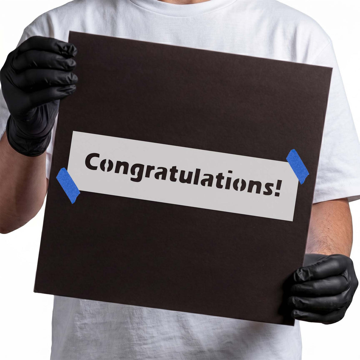 Bold Congratulations lettering stencil with an exclamation point