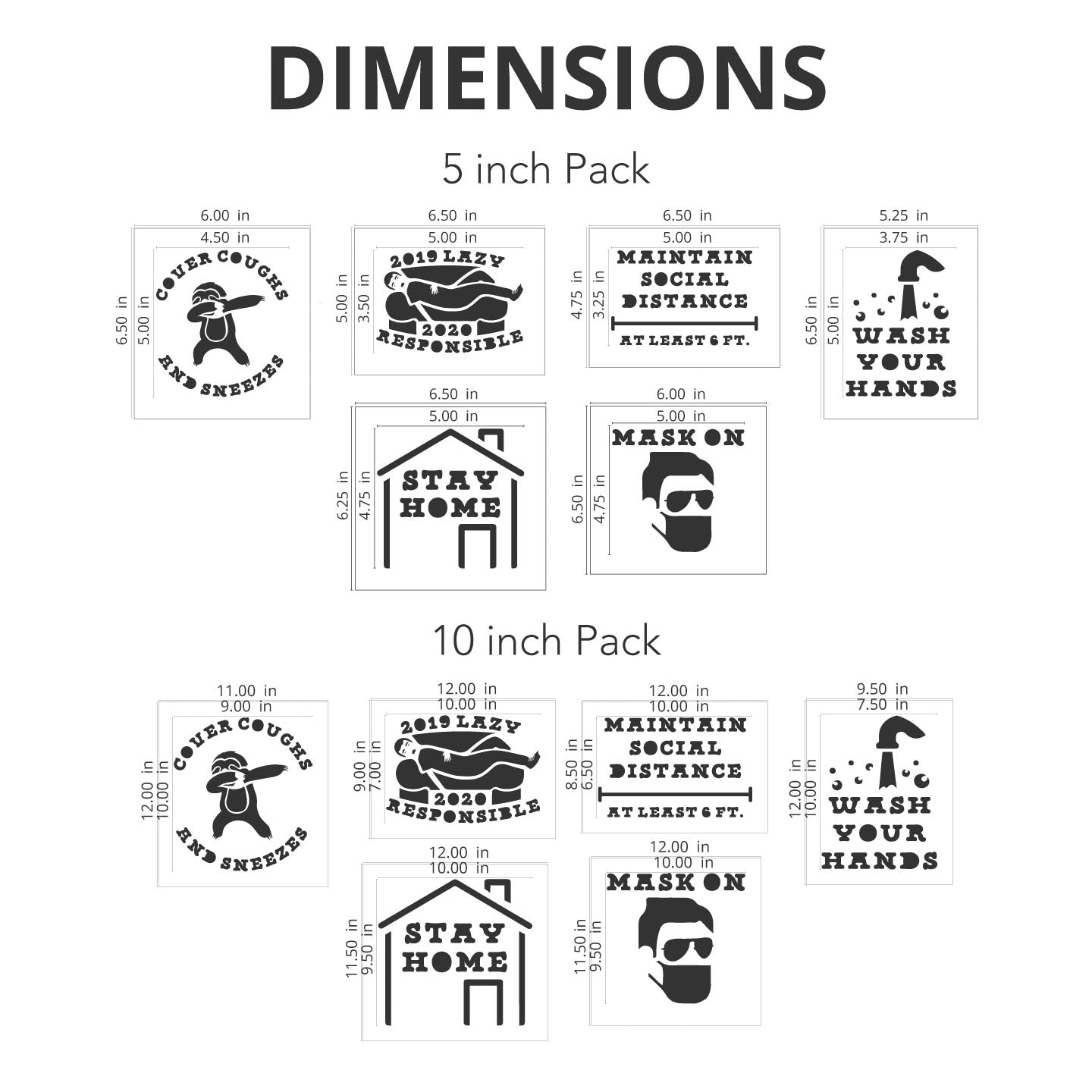 Coronavirus Awareness Stencils Dimensions