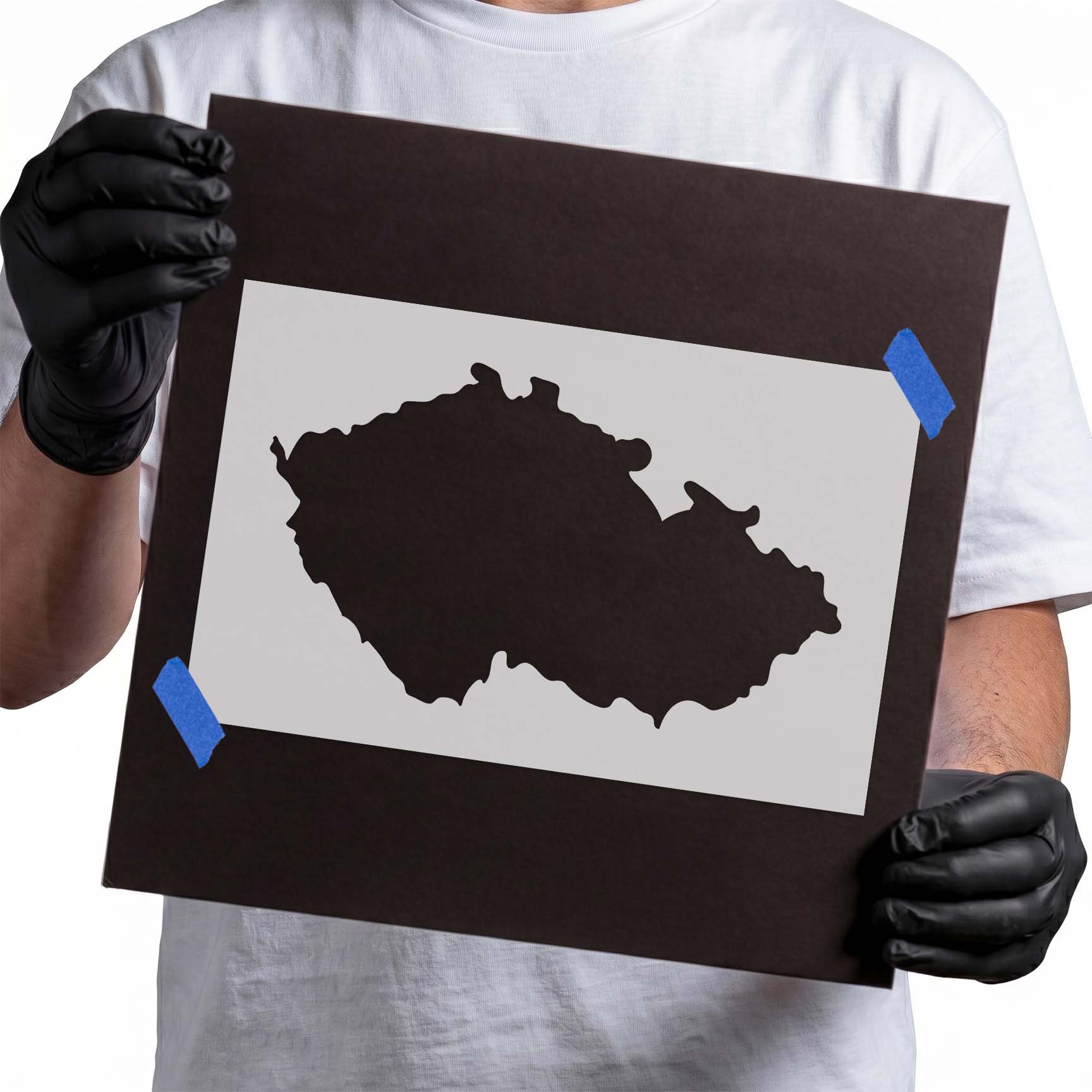 Czech Republic stencil featuring detailed country map silhouette