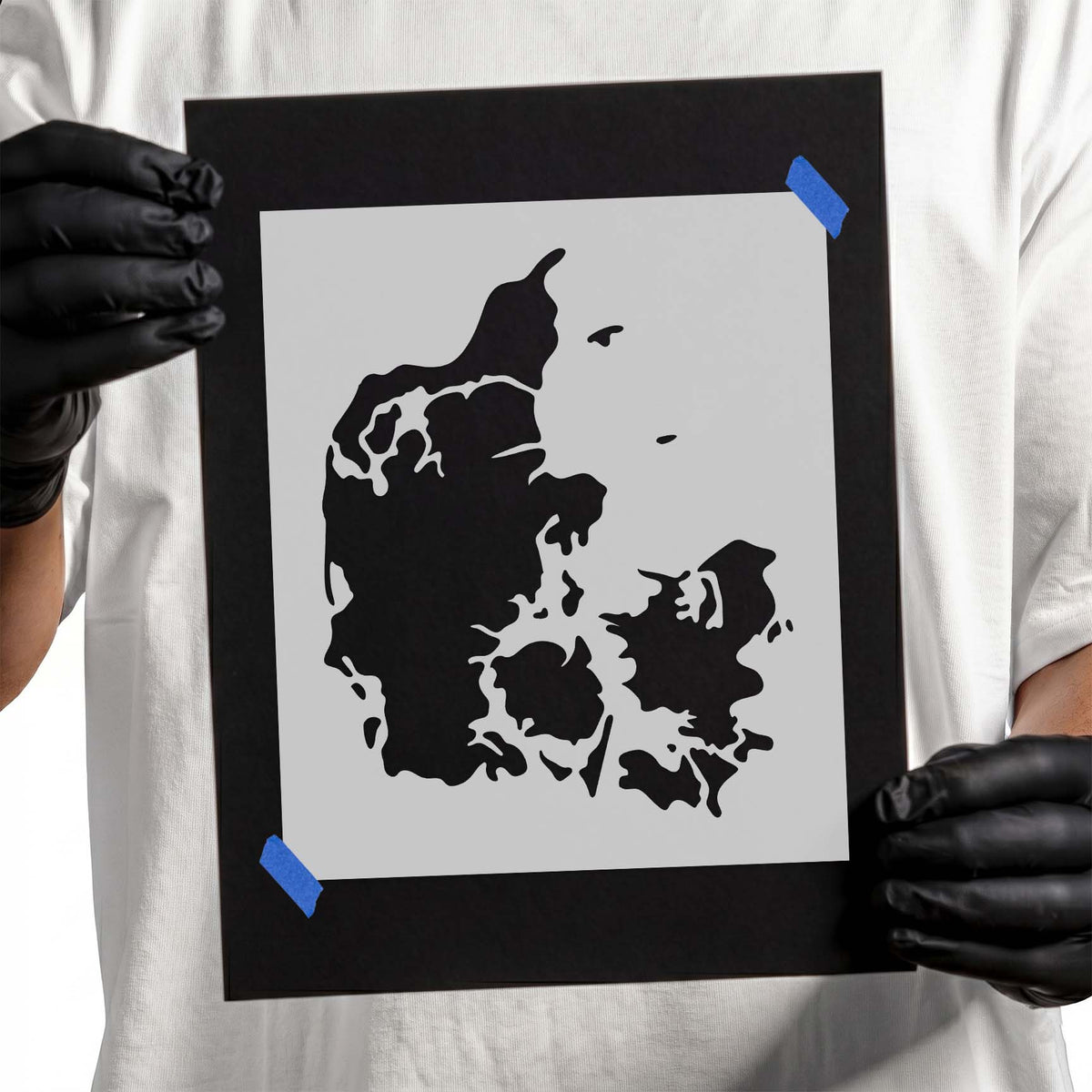 Denmark stencil featuring the country's distinctive geographic outline and islands