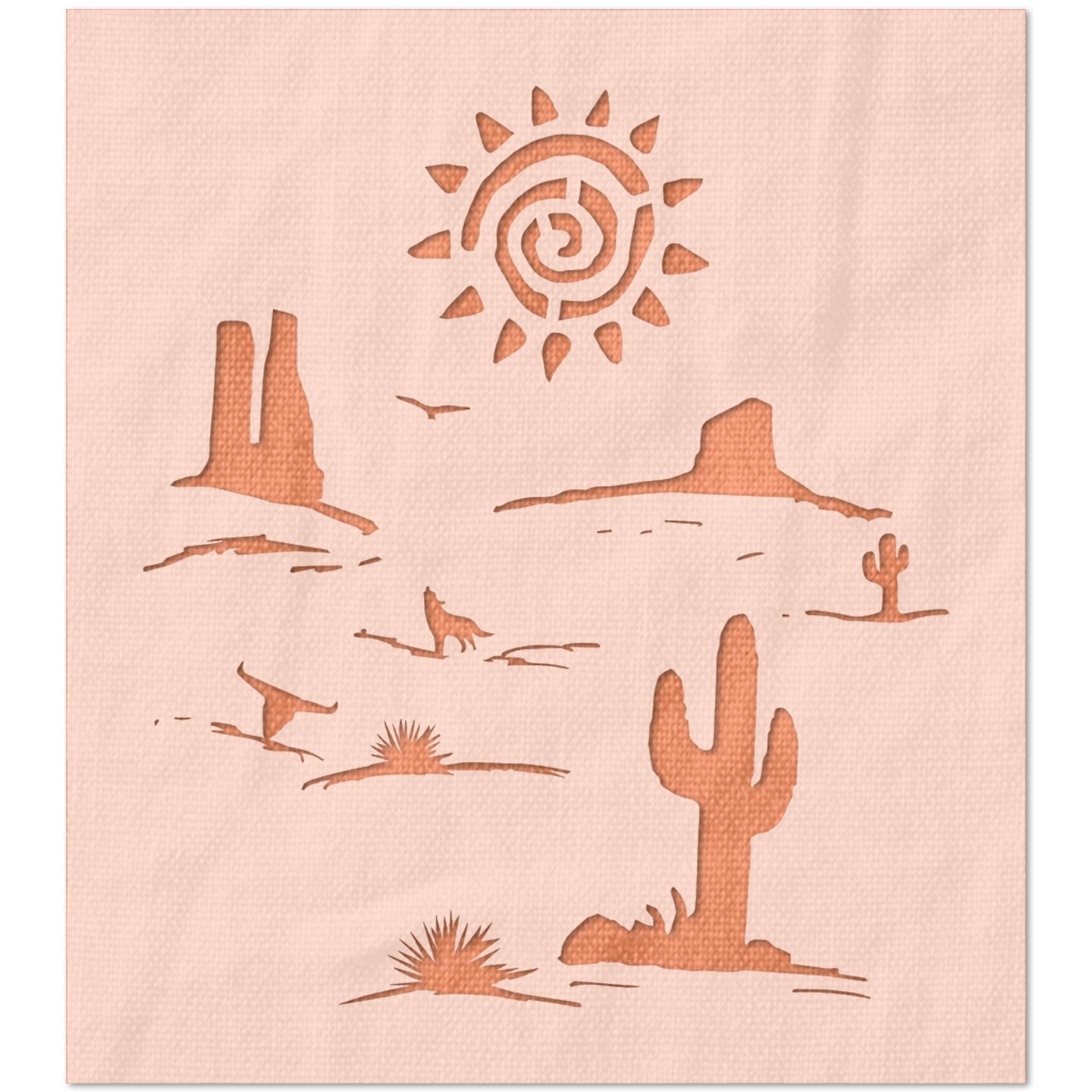 Desert Scene with Twisted Sun Stencil