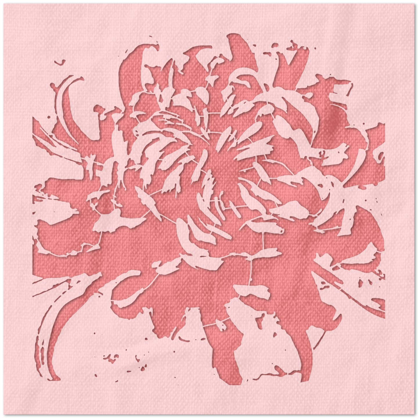 Detailed Blooming Chrysanthemum Stencil