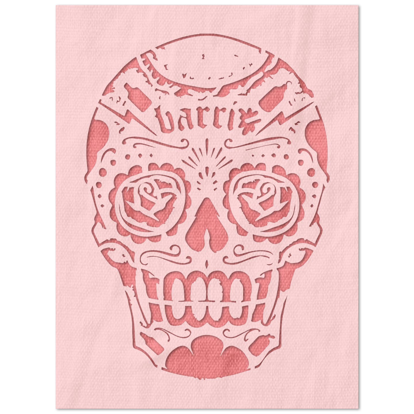 Dia De Los Muertos Skull with Roses Stencil