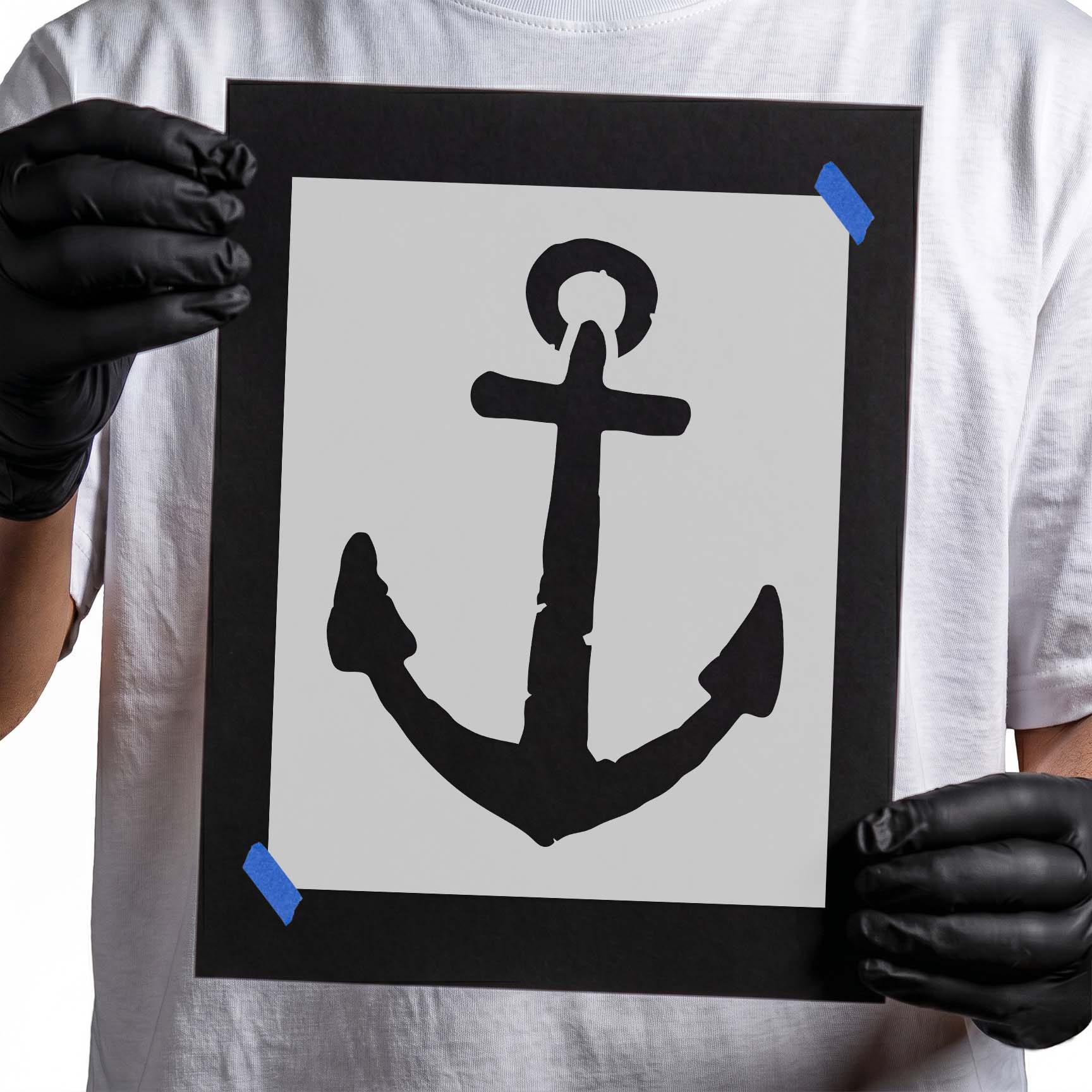 Distressed anchor stencil with bold weathered nautical silhouette