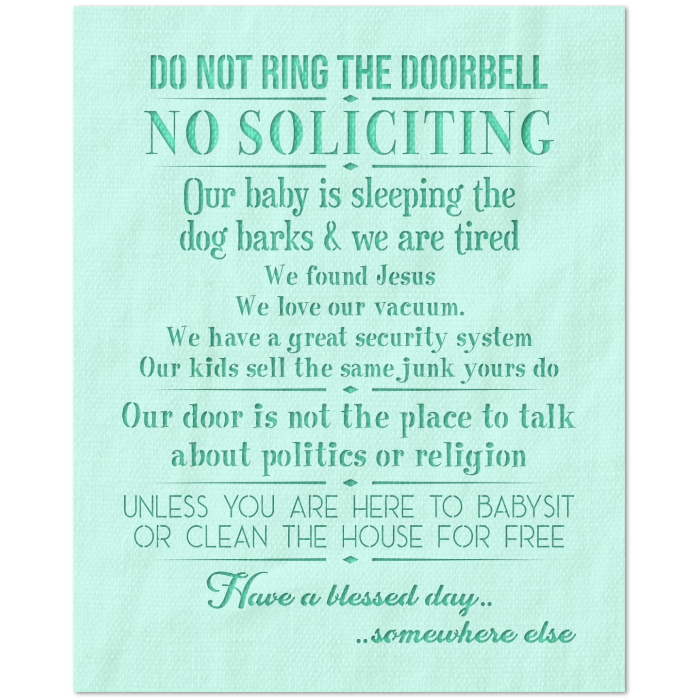 Do Not Ring the Doorbell Stencil