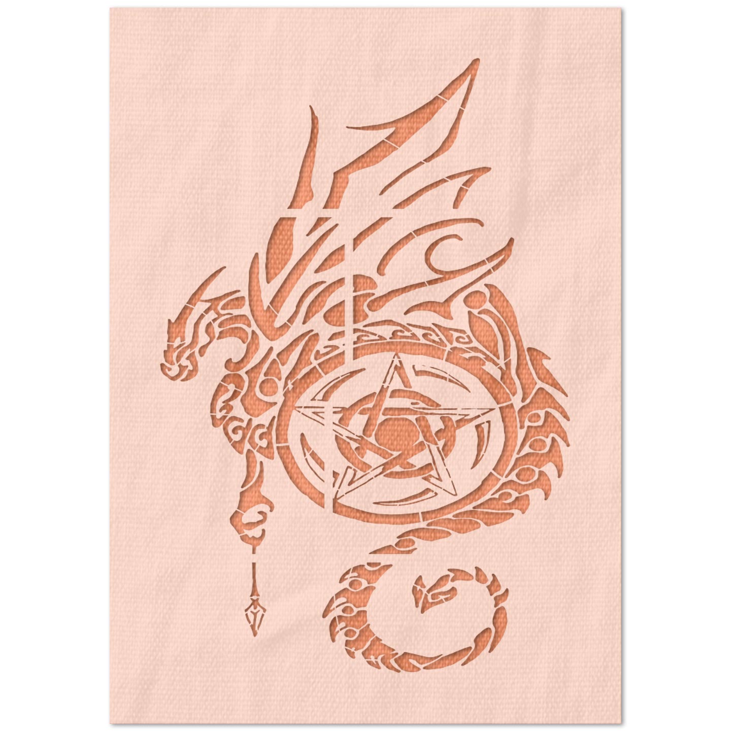 Dragon with Pentagram Stencil