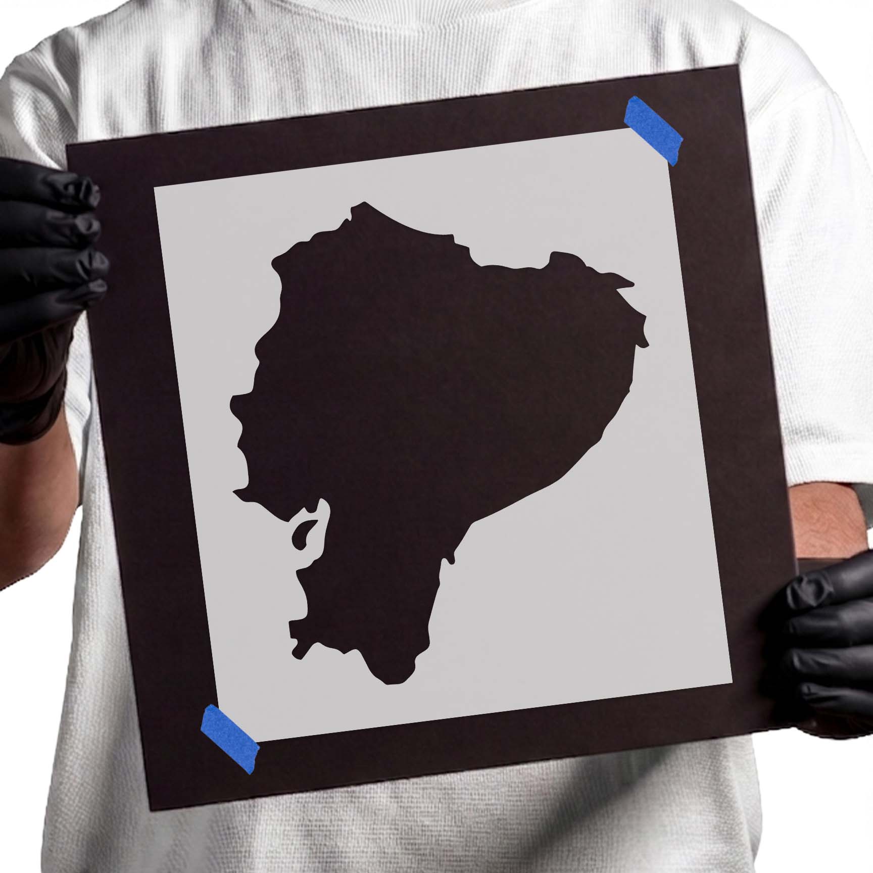 Ecuador map stencil with detailed national and coastal outline